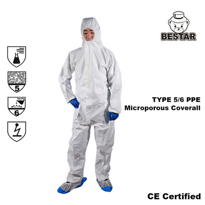 CE 공인된 미다공막은 5/6 버릴 수 있는 의학 상하가 붙은 작업복을 타이핑합니다