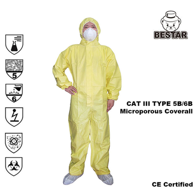 병원을 위한 Cat 3세 종류 5B/6B 버릴 수 있는 의학 상하가 붙은 작업복 화학적 안전복